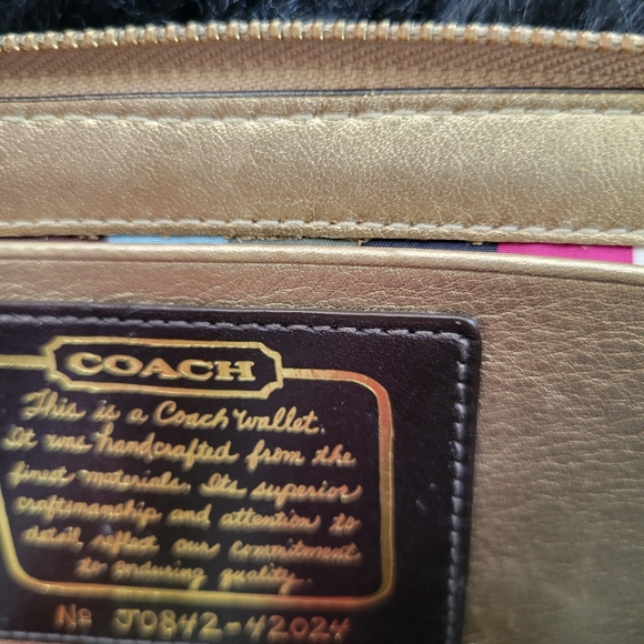 Coach Tan and Gold Wallet - Picture 3 of 6